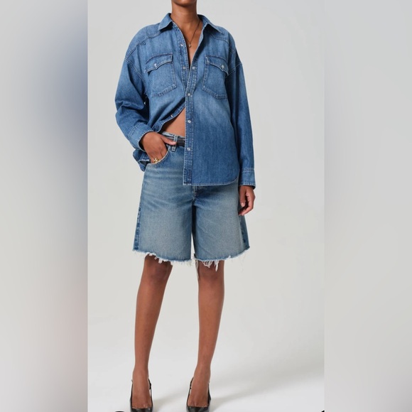 Citizens Of Humanity Pants - NWT Citizens of Humanity Ayla Shorts Bermuda length Babylonia size 28 raw hem